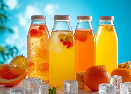 Selezione di succhi naturali, acque aromatizzate e bevande per catering