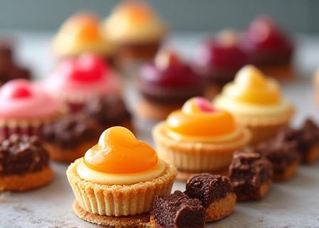 Piccola pasticceria e mignon artigianali colorati