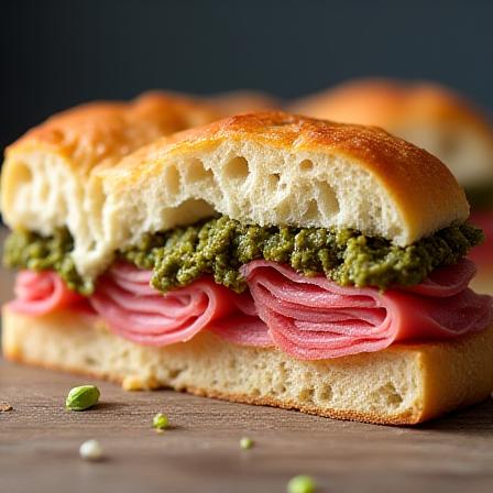 Trancio di focaccia farcita per pranzo