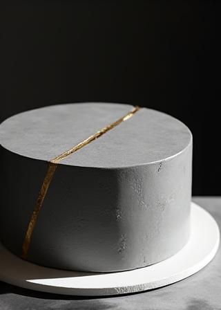 Torta moderna con finitura in cemento edibile e oro